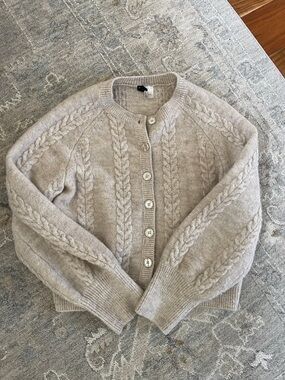 H&M Cream Cable Knit Button-Up Cardigan